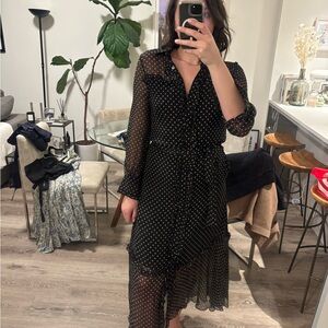 Elegant Black Polka Dot Dress